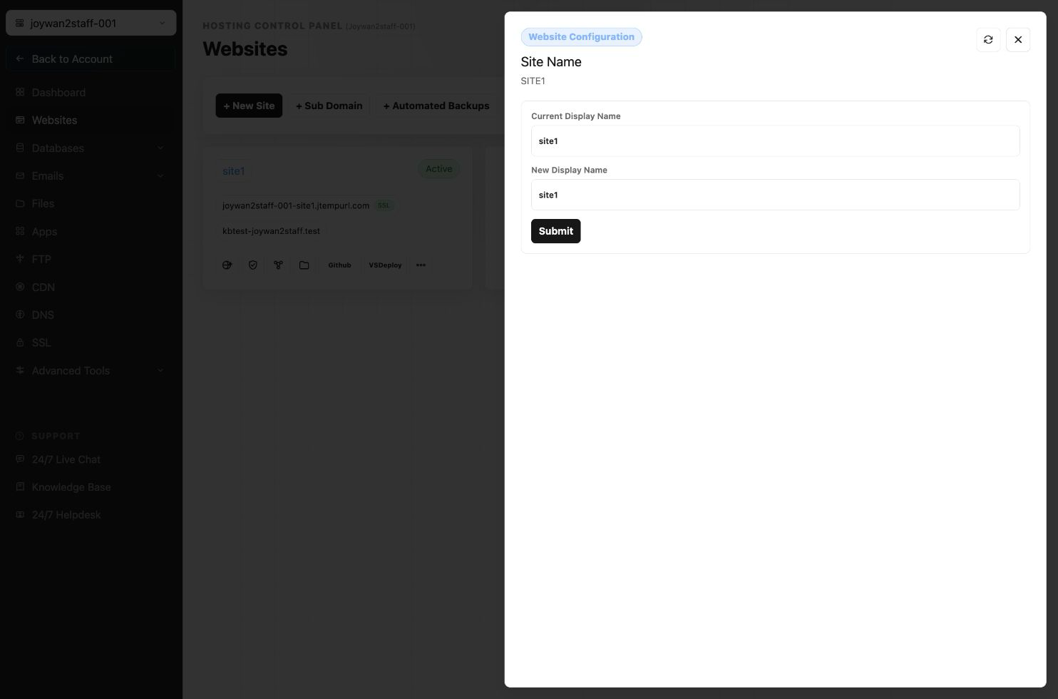 Current Control Panel screen